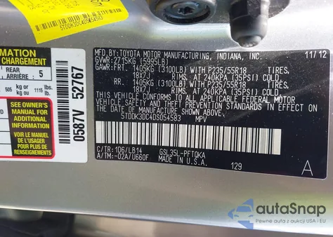 2013 Toyota Sienna Xle 7 Passenger из США, поврежденный, VIN 5TDDK3DC4DS054583